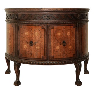 1930s Burr Walnut Louis XVI Revival Demilune Wood Cabinet For Sale