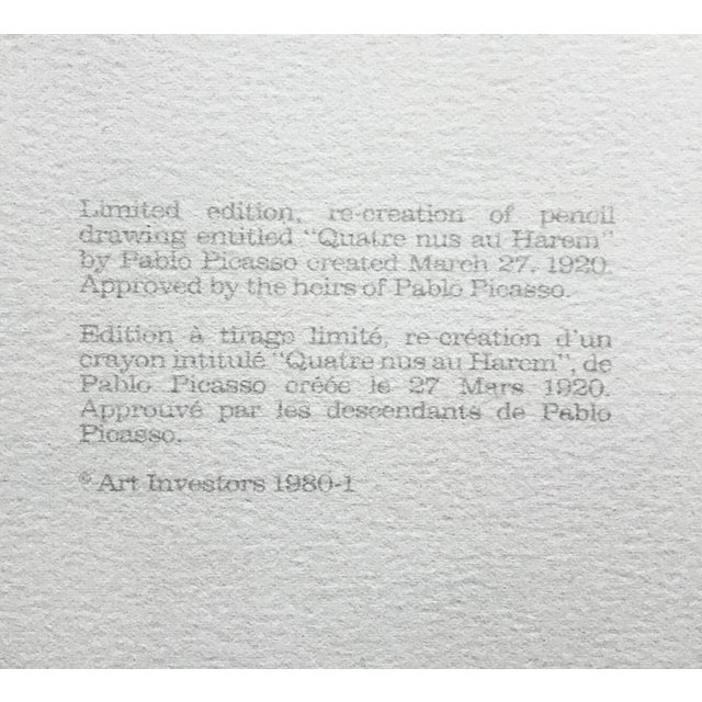 Cubism "Quatre Nus Au Harem" 1980s Pablo Picasso Estate Lithograph For Sale - Image 3 of 3