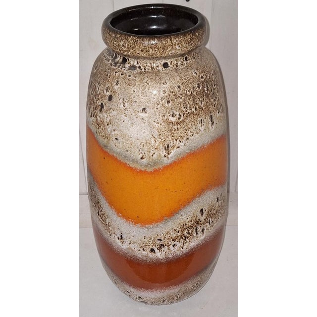 Large Orange-Beige Fat Lava 284/47 Ceramic Floor Vase from Scheurich Keramik, 1970s, in Very Good conditions. Designed...