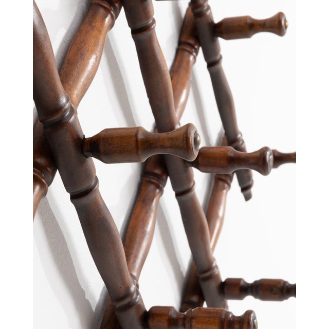 French Early 20th Century French Faux Bamboo Wooden Coat Hanger Rack For Sale - Image 3 of 12