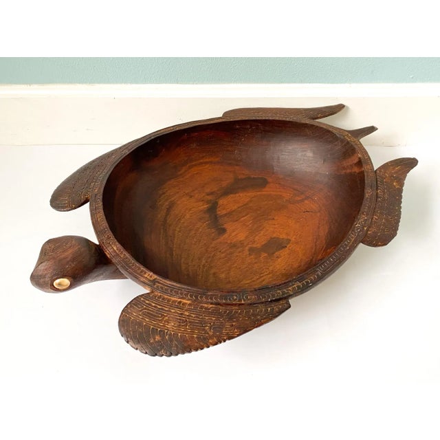 Vintage Island Wood Carved Turtle Bowl For Sale - Image 13 of 13