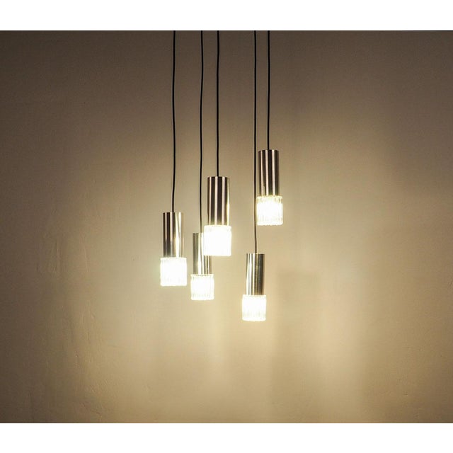 Vintage Glass and Chrome Cascade Pendant Lamp, 1960s For Sale - Image 4 of 13