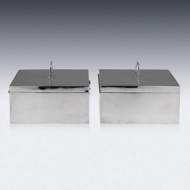 20th Century Art Deco Silver Cigar Boxes from Asprey & Co, 1936, Set of 2 For Sale - Image 6 of 13