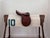 Here is a vintage racehorse saddle cloth (saddle pad) circa 1960s. This extra long off-white saddle cloth is made of...