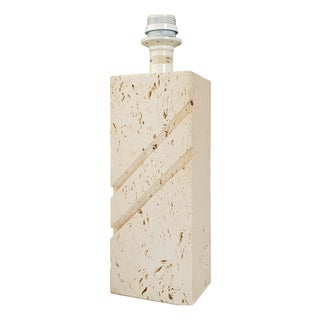 Vintage Travertine Lamp Base, 1970 For Sale