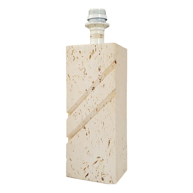 Vintage Travertine Lamp Base, 1970 For Sale