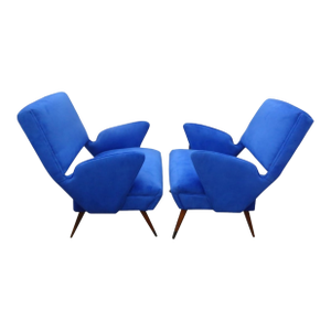 Near Pair of Italian Gio Ponti Inspired Lounge Chairs