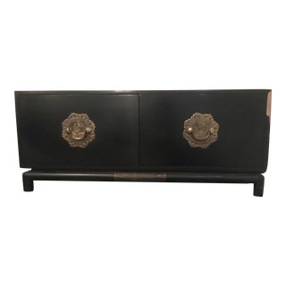 Brass Detail Black Lacquer Chest For Sale