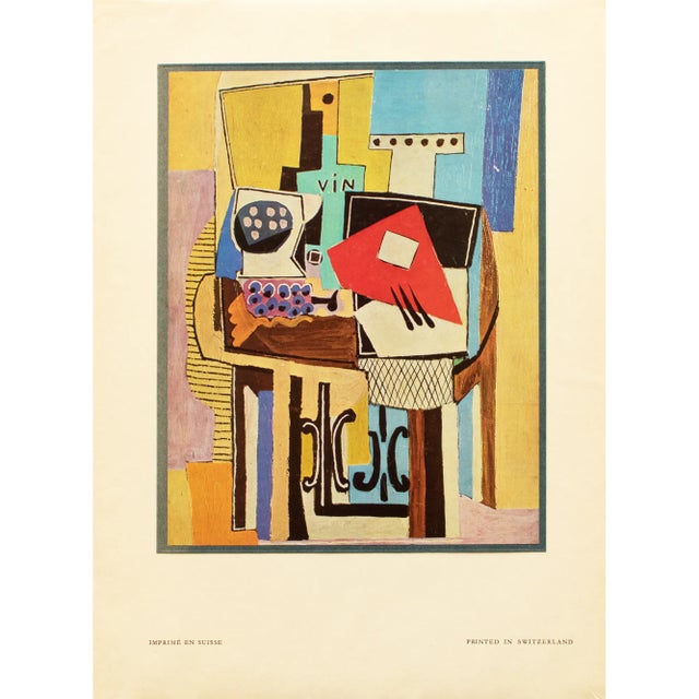 1940s After Pablo Picasso "Guitar and Grapes", Full-Color Swiss Print For Sale