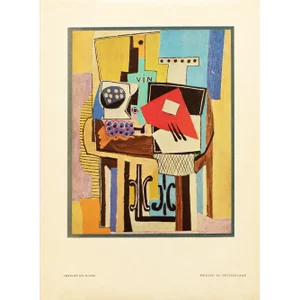 1940s After Pablo Picasso "Guitar and Grapes", Full-Color Swiss Print
