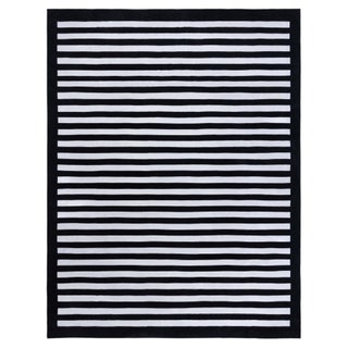 Contemporary Classic Striped Black and White Rug by Doris Leslie Blau For Sale