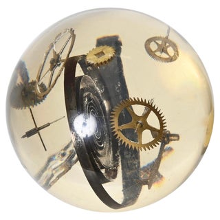 Resin Exploded Clock Globe Sculpture by Pierre Giraudon, France, 1970s For Sale
