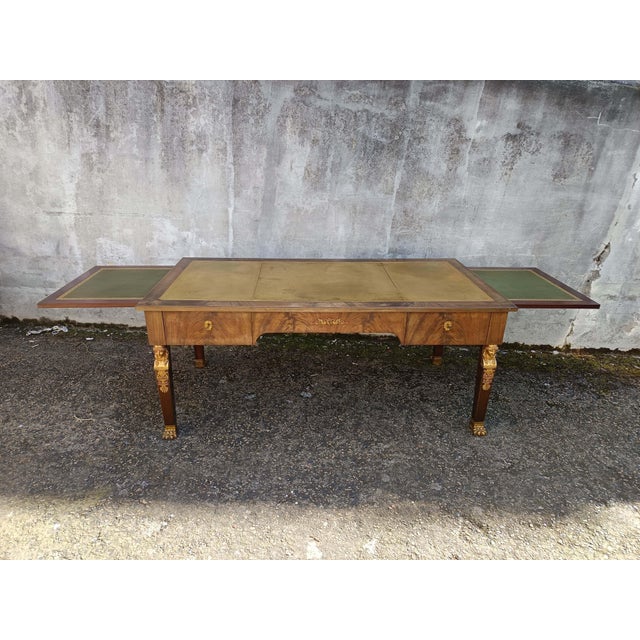 Empire Desk in Bronze and Leather, 1950s, in Good conditions. Designed 1950 to 1959