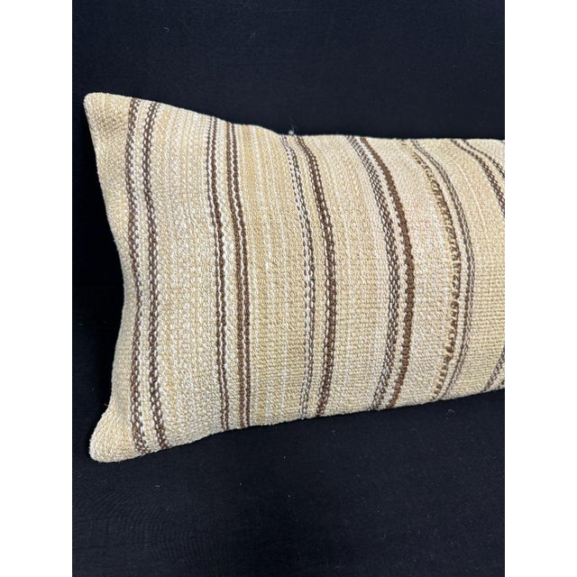 Turkish Hemp Pillow Cushion Natural Beige Brown Cushion Cover 14"x40" #30462 Enhance your home decor with our Kilim Pillow...