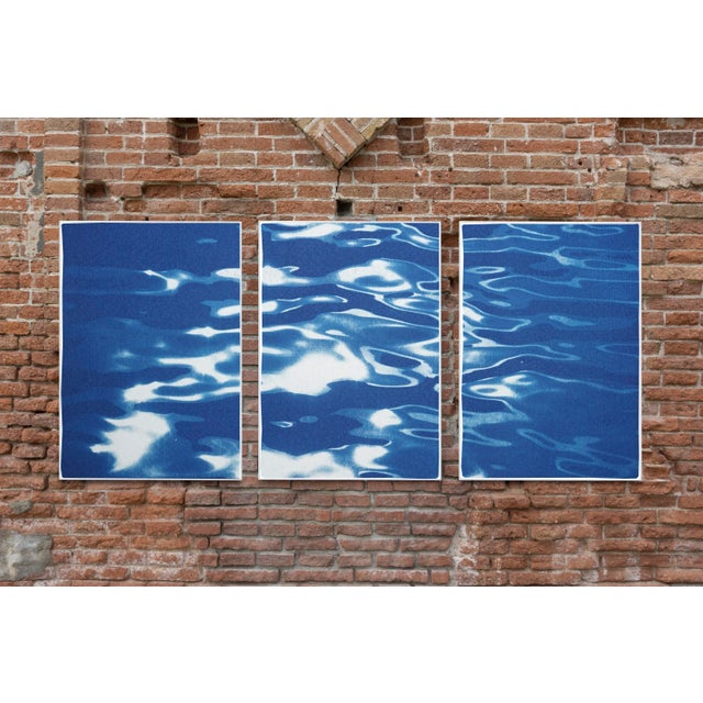 Baby Blue Minimal Triptych of Lido Island Shore in Venice - 3 Pieces For Sale - Image 8 of 12