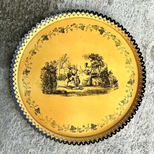 Vintage Coastal Italian Toile Painted Metal Tray For Sale In West Palm - Image 6 of 8