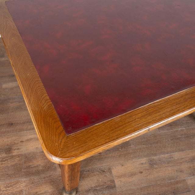 Early 20th Century 20th Century Large Danish Oak Writing Library Table With Red Leather Top For Sale - Image 5 of 12