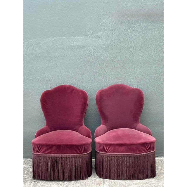 Vintage Camel Back Slipper Chairs - A Pair For Sale - Image 12 of 12