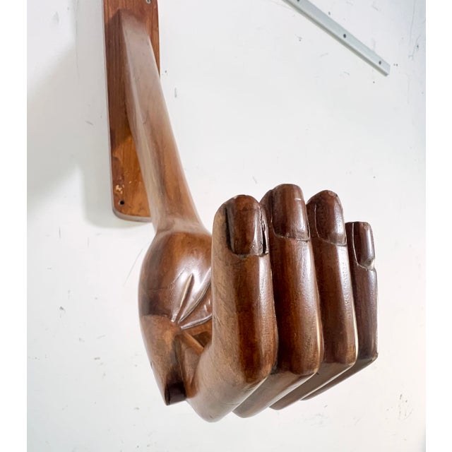 Mid-Century Modern Pedro Friedeberg Style Wall Mounted Carved Wooden Coat Hook in Form of an Arm For Sale - Image 3 of 6