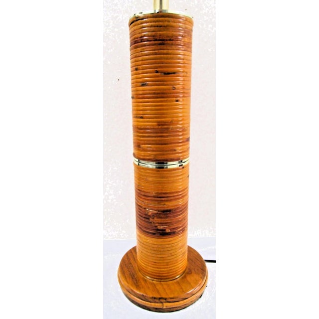 Vintage Pencil Reed and Brass Table Lamp in the Style of Gabriella Crespi, 1960s For Sale - Image 9 of 12