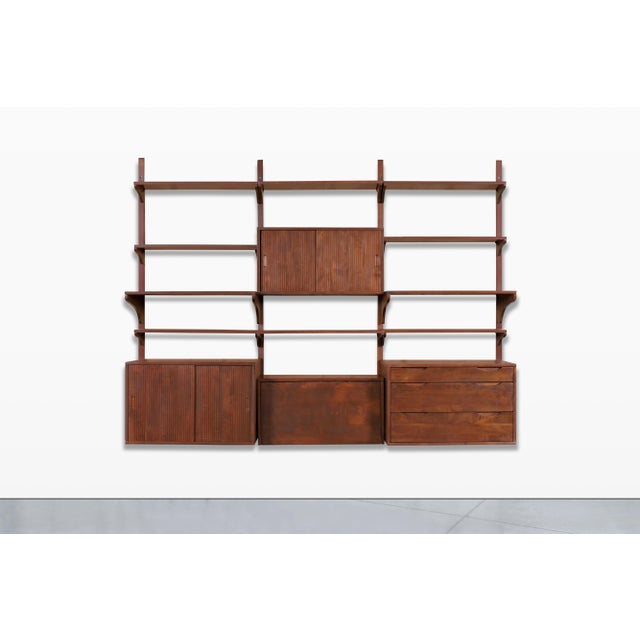Mid-Century Modern Mid-Century Modern Modular Walnut Wall Unit by Noral Olson for Kopenhavn For Sale - Image 3 of 14