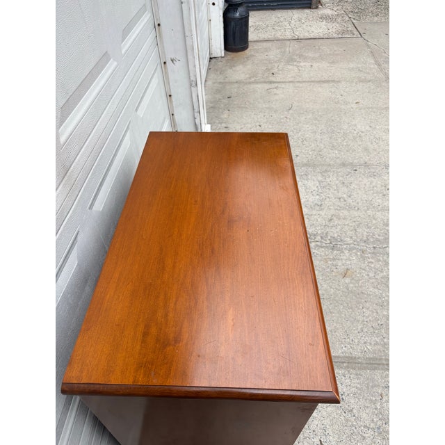 Mid 20th Century Vintage Colonial Revival Maple Secretary Desk Chest With Drop-Front Writing Surface For Sale - Image 5 of 12