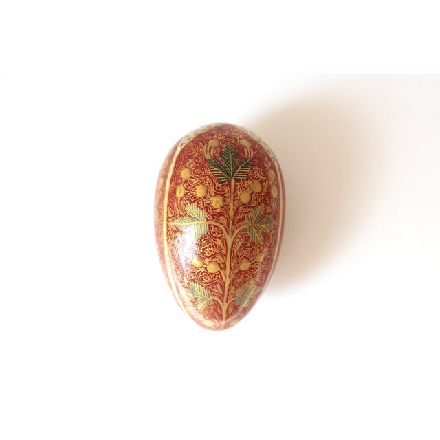 Vintage Kashmir Egg Trinket Box Handmade Papier Maché For Sale - Image 11 of 11