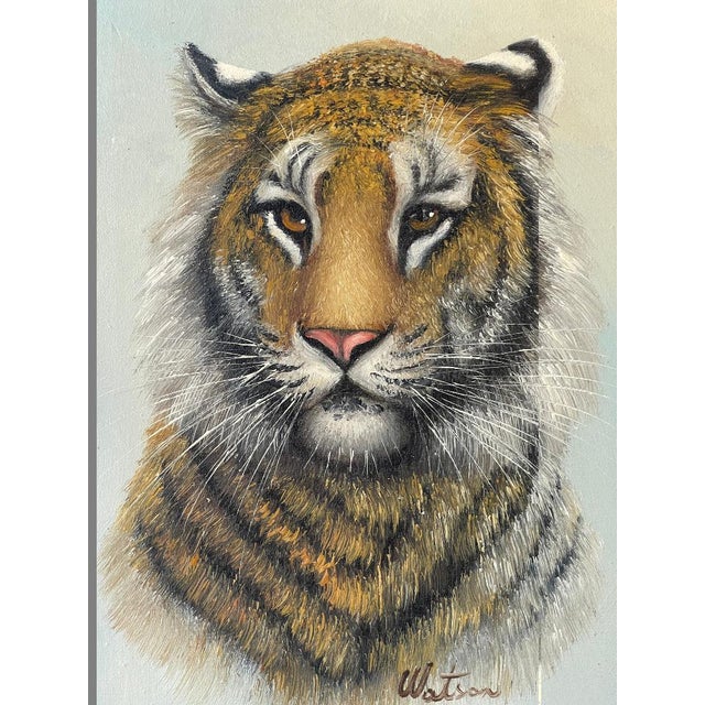 Traditional Vintage Tiger, Oil on Canvas signed ' by Watson' For Sale - Image 3 of 13