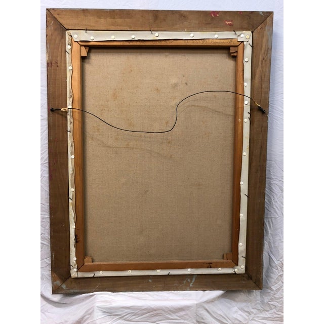 This original 1961 oil on canvas presents a graceful and refined portrait of a young woman, painted in a classical yet...