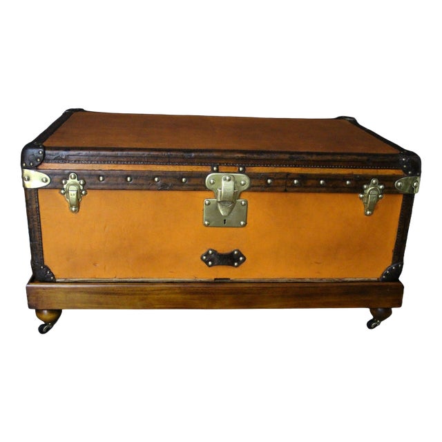Antique Cabin Trunk in Orange Canvas from Louis Vuitton, 1900s For Sale