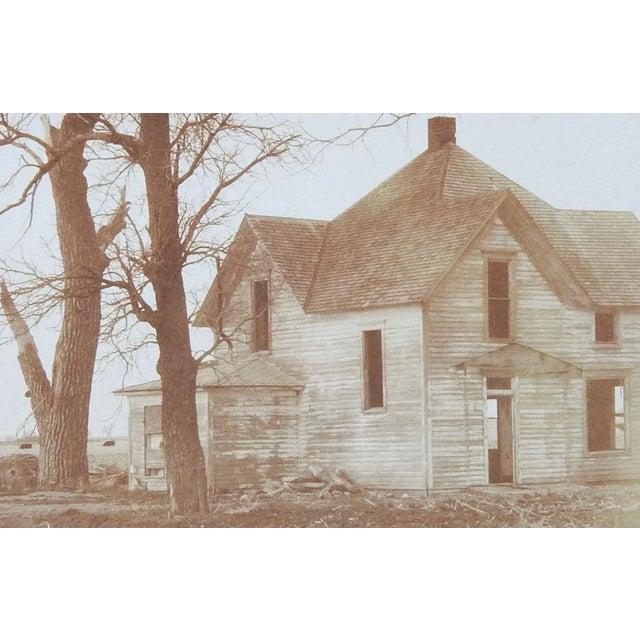 Vintage cyanotype photograph on paper by Eric C. Weller (20th century) Texas. Old Texas farmhouse in sepia tones....