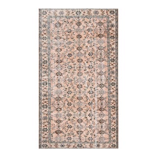 1970s Vintage Handmade 5x9 Wool Cotton Orange Area Rug For Sale