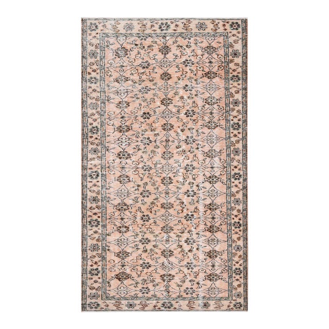 1970s Vintage Handmade 5x9 Wool Cotton Orange Area Rug For Sale