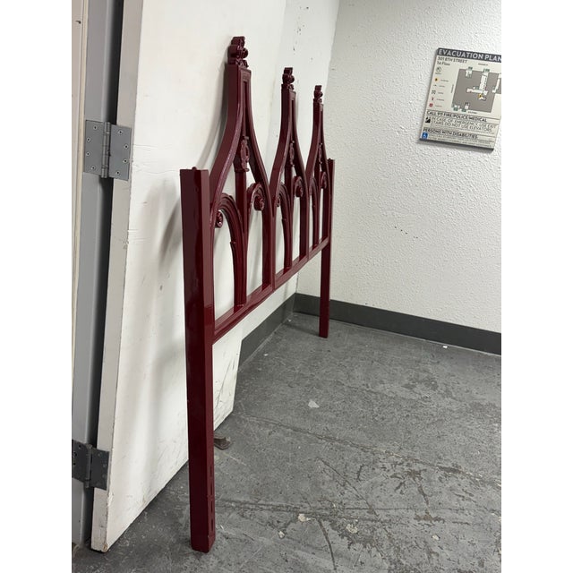 Standard Eastern King Size Cordovan Enamel on Metal Headboard For Sale - Image 4 of 12