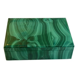 Handcrafted Malachite Box with Brass Hinge, 1950 For Sale