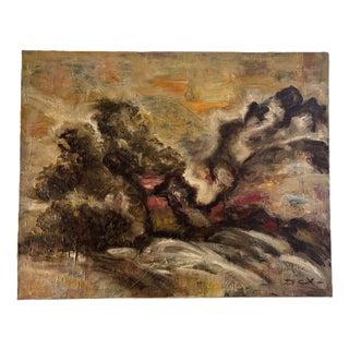 Denise Cartoux, Oil Painting, A la Montagne, École de Paris, France, 1979 For Sale