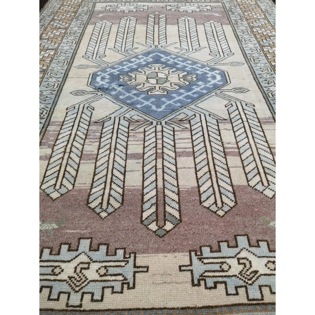 1970s Vintage Turkish Geometric Hand-Knotted Anatolian Rug For Sale - Image 5 of 13