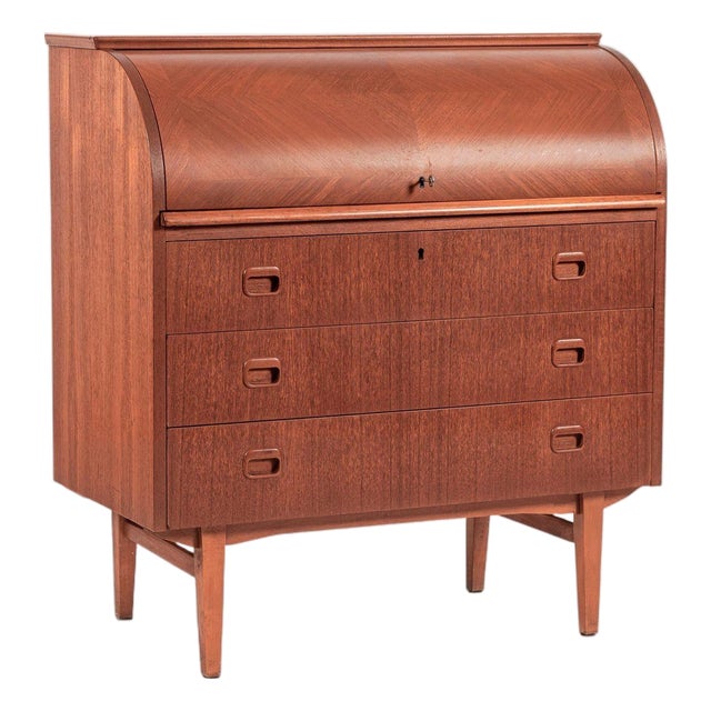 Mid-Century Teak Rolltop Secretary Desk by Egon Ostergaard, Made in Sweden For Sale