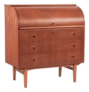Mid-Century Teak Rolltop Secretary Desk by Egon Ostergaard, Made in Sweden