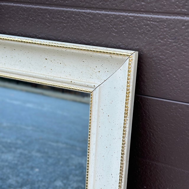 Hollywood Regency Turner Mfg. Co. Gold Splatter Wall Mirror With Brass Ring Finial For Sale - Image 3 of 10