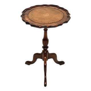 Vintage Georgian Style Burr Walnut Leather Top Wine Table, 1930 For Sale