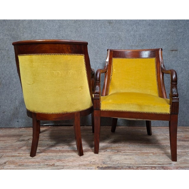 Empire Style Mahogany Armchairs with Dolphin Motifs, 1800s, Set of 2 For Sale - Image 4 of 6