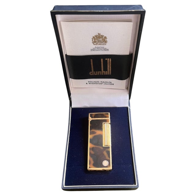 Vintage Dunhill Gold Plated Rare Cognac Marble Lacquer Lighter Original Case For Sale - Image 17 of 18