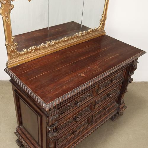 Antique 20th Century Neo-Renaissance Chest of Drawers with Mirror For Sale - Image 11 of 13