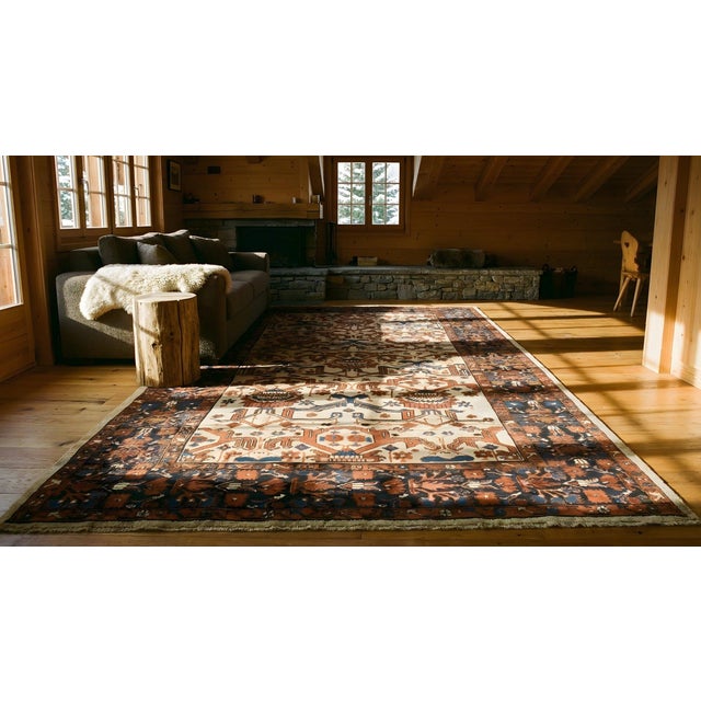 Breathtaking Antique Persian Bakshaiesh Rug on Ivory Background Color With Geometric Design For Sale - Image 13 of 15