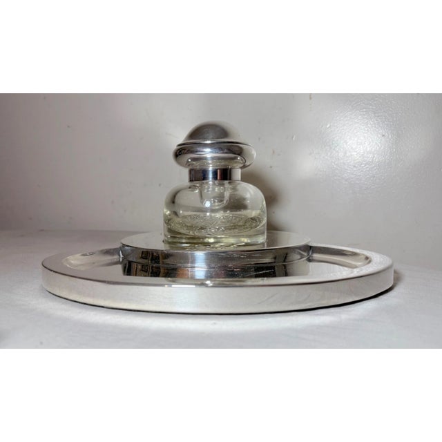 1940s Huge Antique Wilkens & Sohne 800 Sterling Silver Writing Inkwell Desk Stand For Sale - Image 5 of 16