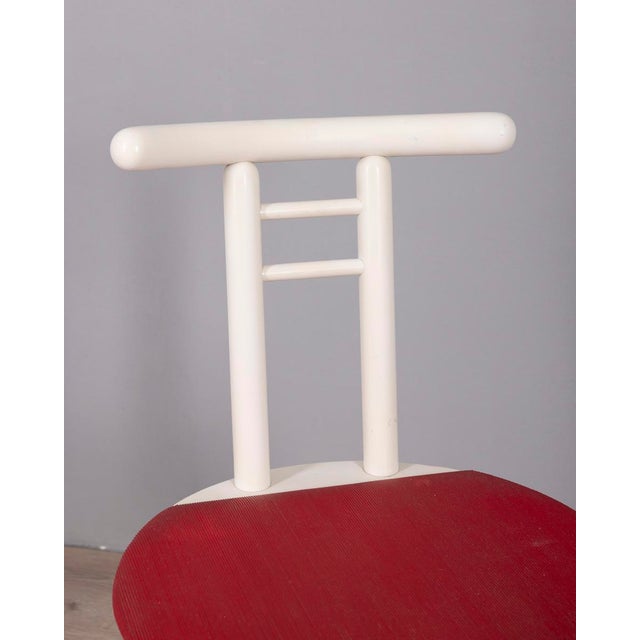 Vintage Italian Chairs in Wood and Red Vinyl, 1980s, Set of 4 For Sale - Image 12 of 17