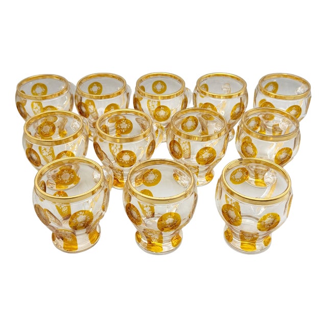 Antique Bohemienne Glasses from Harrach, 1890s, Set of 12 For Sale