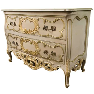 French Creme Peinte Bombe Commode