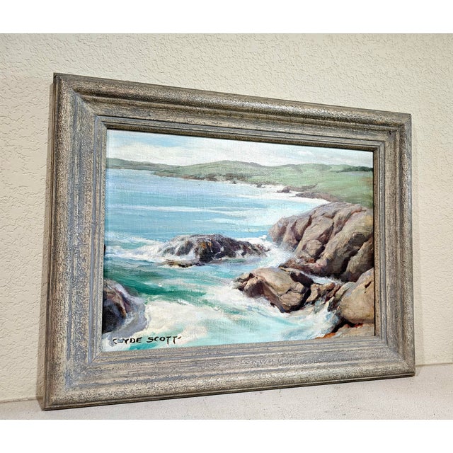 1930s Southern California Seascape Clyde Eugene Scott (1884–1959) Oil on Board Painting For Sale - Image 10 of 12